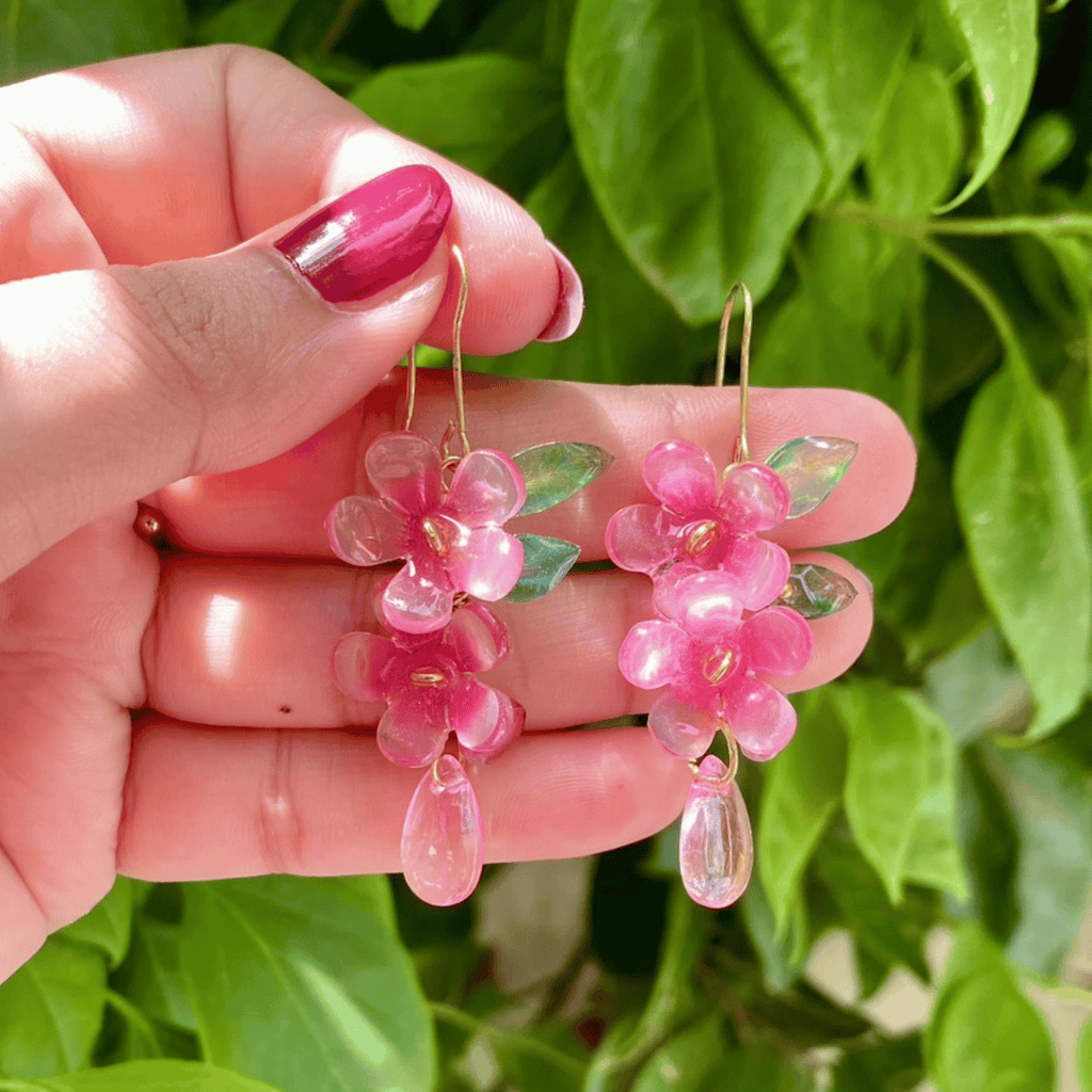 Pink bloom earrings