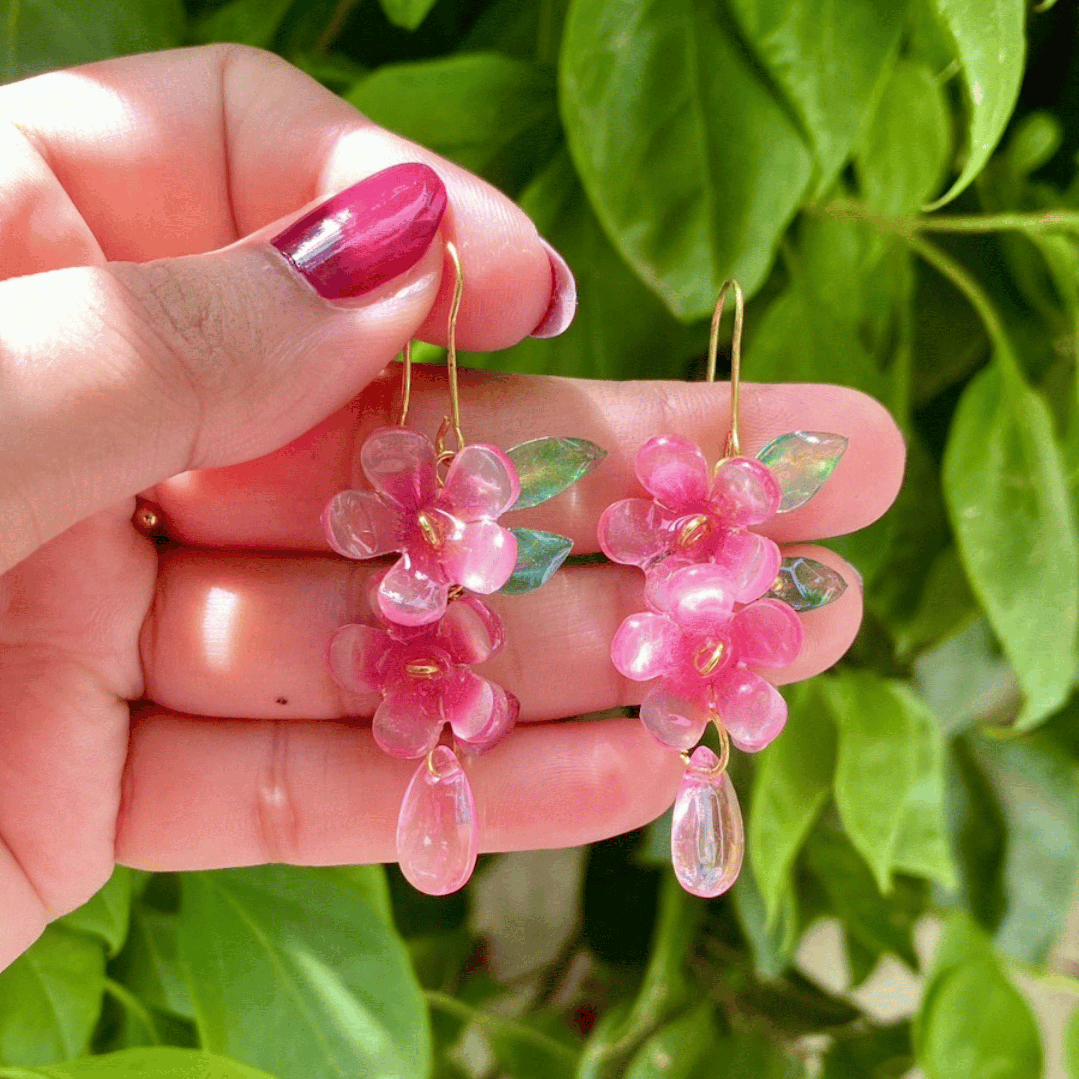 Pink bloom earrings