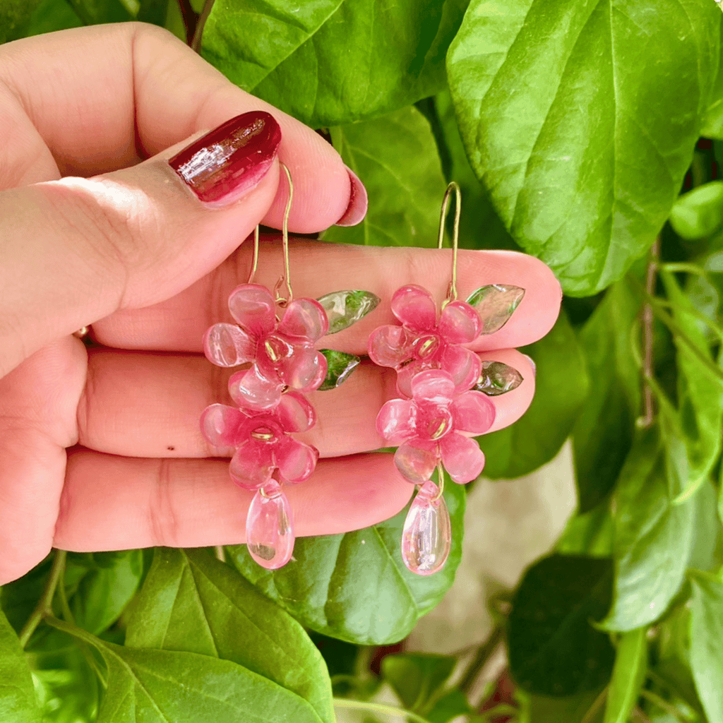 Pink bloom earrings