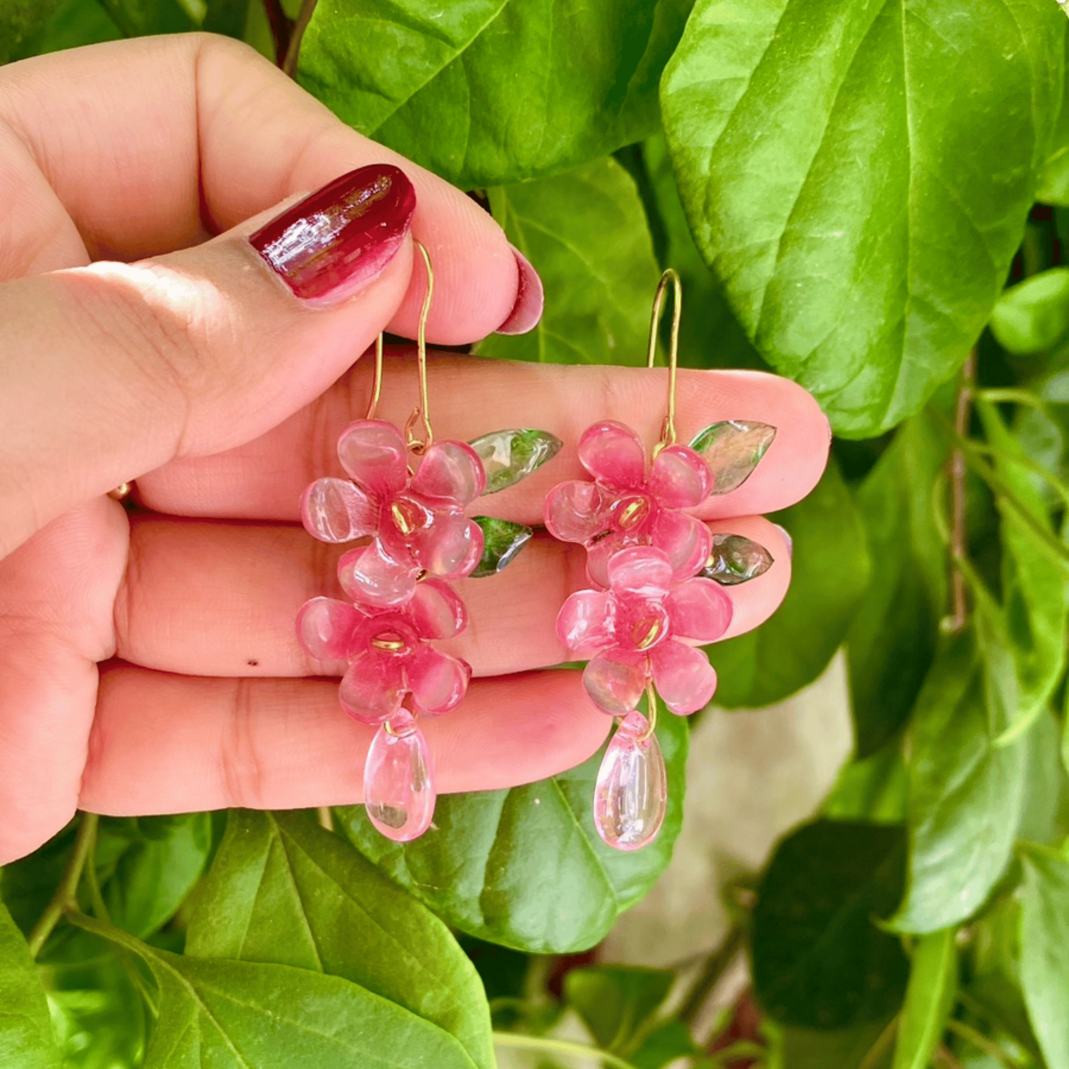 Pink bloom earrings