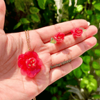 Half bloom rose earrings set
