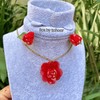 Half bloom rose earrings set