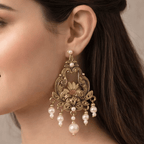 Golden bloom dangling earrings