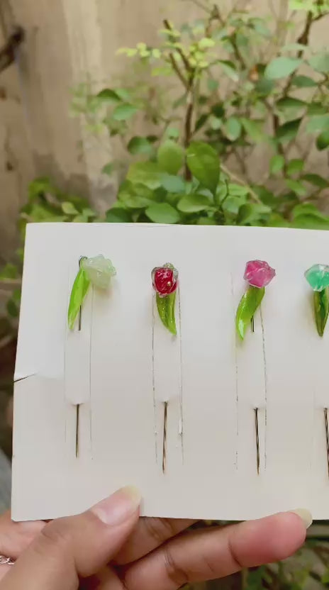 Big hijab pins with Lilly flower and leave